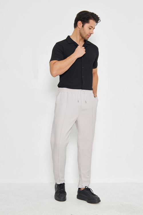 Erkek Çımalı Yandan Cepli Lastikli Bağcıklı Paça Fermuarlı Kullanışlı Slim Fit Jogger