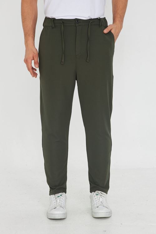 Erkek Jogger Ottoman Desen Kemerli Bel Bağlamalı Rahat Kalıp Pantolon