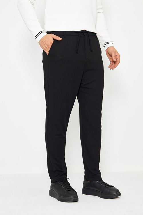 Erkek Jogger Ottoman Desen Kemerli Bel Bağlamalı Rahat Kalıp Pantolon