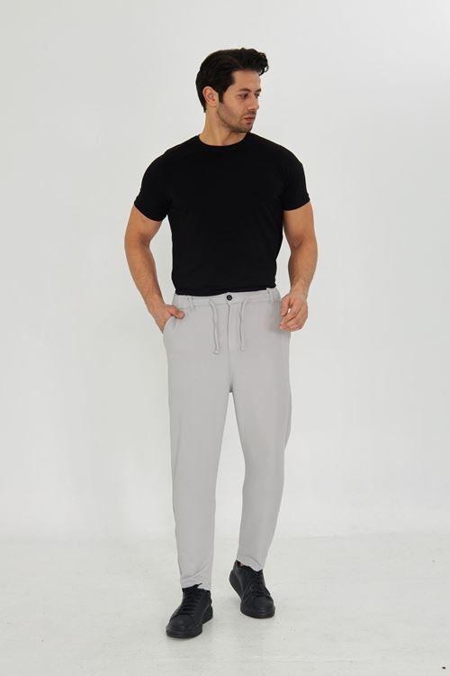 Erkek Jogger Ottoman Desen Kemerli Bel Bağlamalı Rahat Kalıp Pantolon
