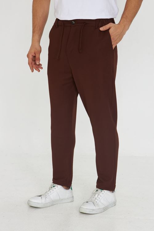 Erkek Jogger Ottoman Desen Kemerli Bel Bağlamalı Rahat Kalıp Pantolon