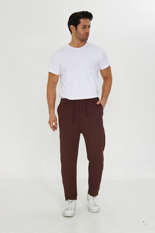 Erkek Jogger Ottoman Desen Kemerli Bel Bağlamalı Rahat Kalıp Pantolon