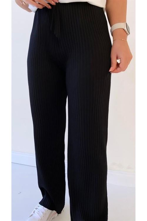 3'lü Füme - Camel- Siyah Kadın Fitilli Raporlu Pantolon & Eşofman, Gündelik Ev Giyim Pijama