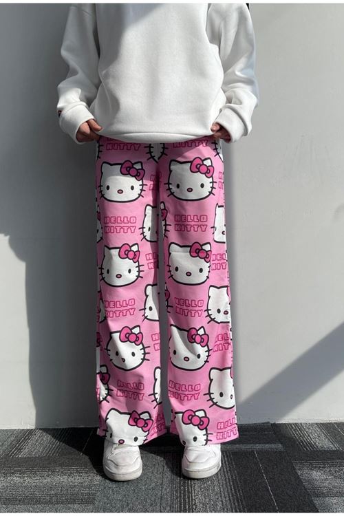 Pembe Hello Kitty Cat Bol Paça Eşofman Altı
