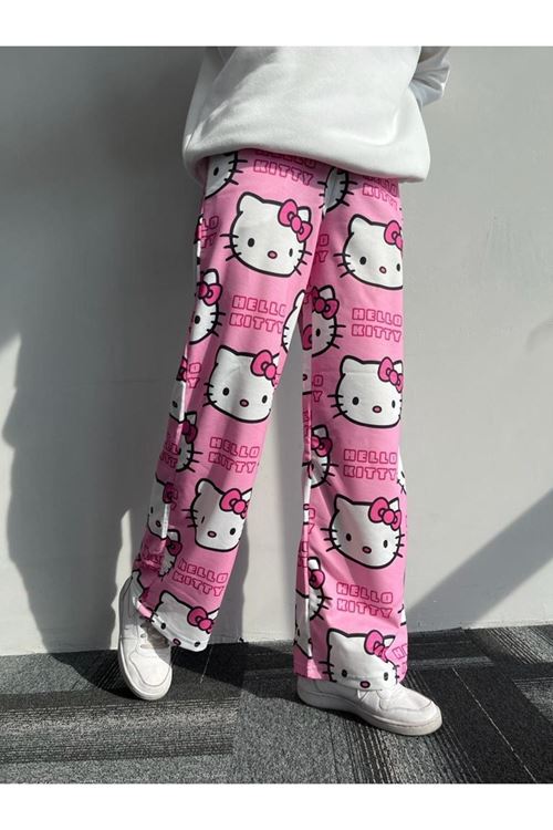 Pembe Hello Kitty Cat Bol Paça Eşofman Altı