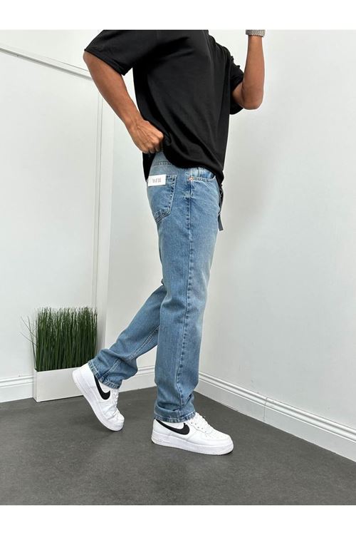 Baggy Mavi Renk Eskitme Kot Pantolon - kopya