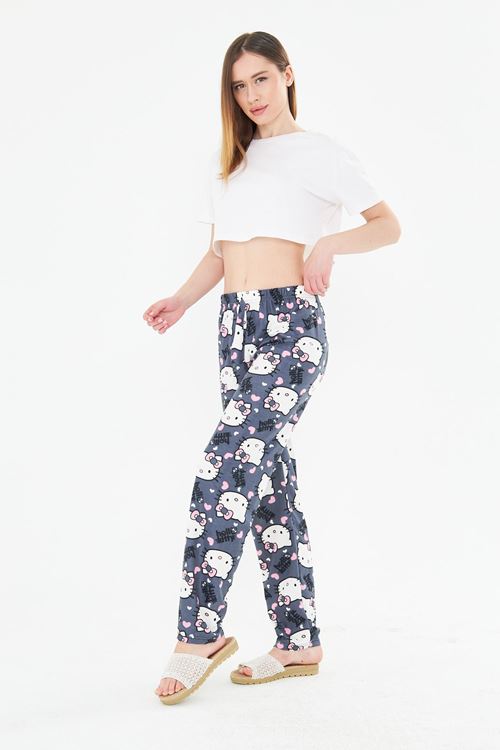 Lacivert Hello Kitty Cat Ayan Süet Eşofman Altı