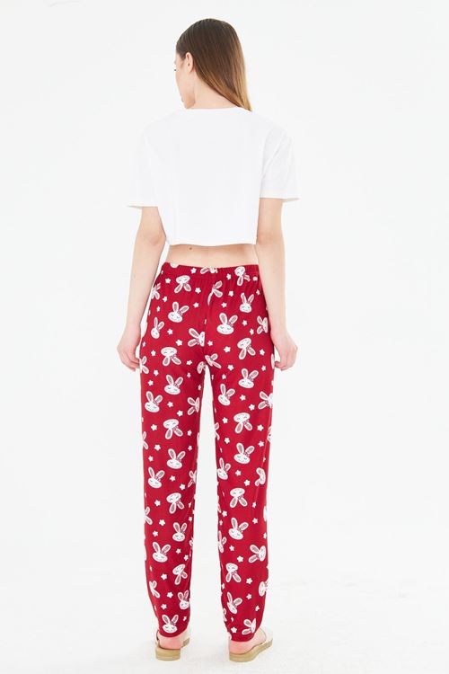 Bordo Tavşanlı Ayan Süet Eşofman Altı