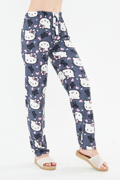 Lacivert Hello Kitty Cat Ayan Süet Eşofman Altı