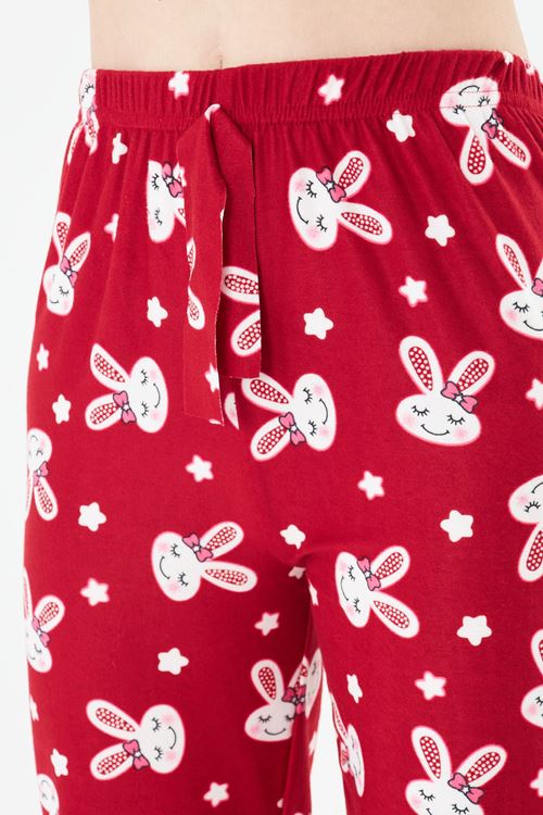 Bordo Tavşanlı Ayan Süet Eşofman Altı