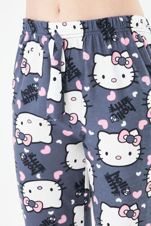 Lacivert Hello Kitty Cat Ayan Süet Eşofman Altı
