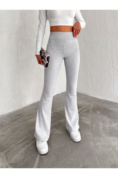 Kadın Ribana Kumaş Ispanyol Paça Yüksek Bel Pantolon Tayt