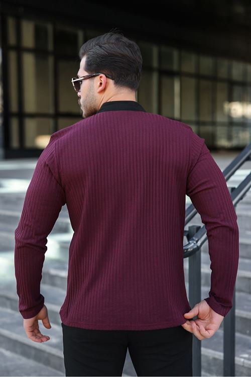 Erkek Fitilli Kumaş Hakim Yaka Düğmeli Sweat