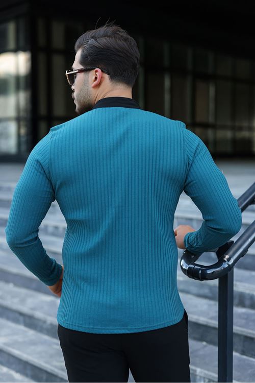 Erkek Fitilli Kumaş Hakim Yaka Düğmeli Sweat