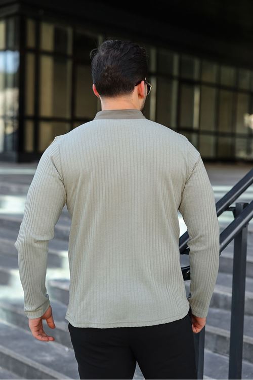 Erkek Fitilli Kumaş Hakim Yaka Düğmeli Sweat