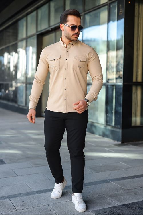 Slim Fit Jeans - Kot Erkek Gömlek Günlük Kullanıma Uygun