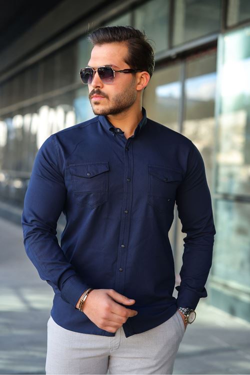 Slim Fit Jeans - Kot Erkek Gömlek Günlük Kullanıma Uygun