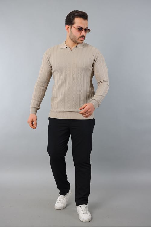 Erkek Polo Yaka Çizgili Triko