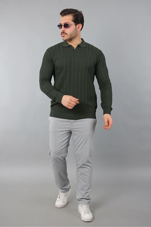 Erkek Polo Yaka Çizgili Triko