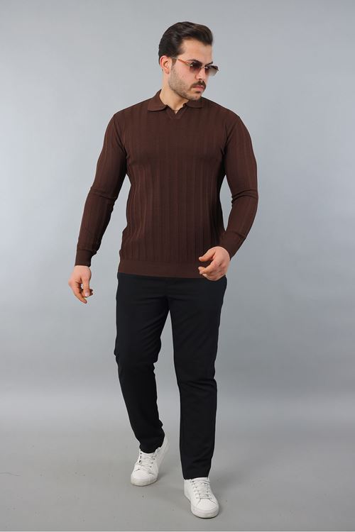 Erkek Polo Yaka Çizgili Triko