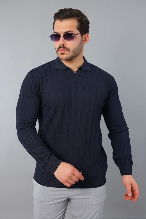 Erkek Polo Yaka Çizgili Triko