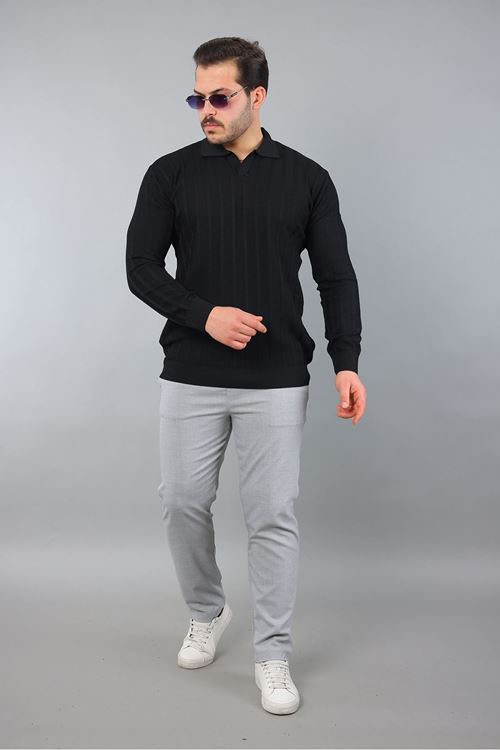 Erkek Polo Yaka Çizgili Triko