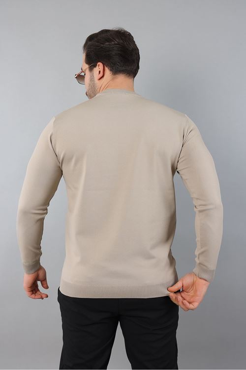 Erkek Uzun Kol Bisiklet Yaka Düz Triko