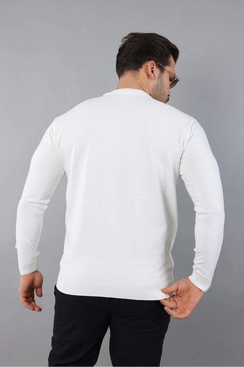 Erkek Uzun Kol Bisiklet Yaka Düz Triko