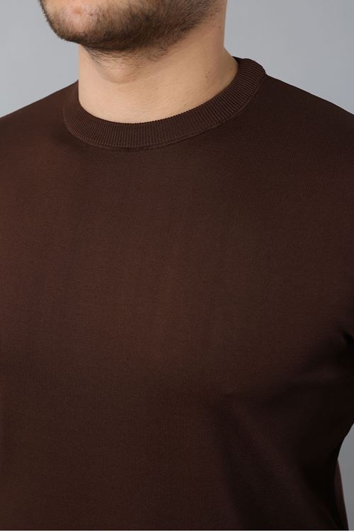 Erkek Uzun Kol Bisiklet Yaka Düz Triko