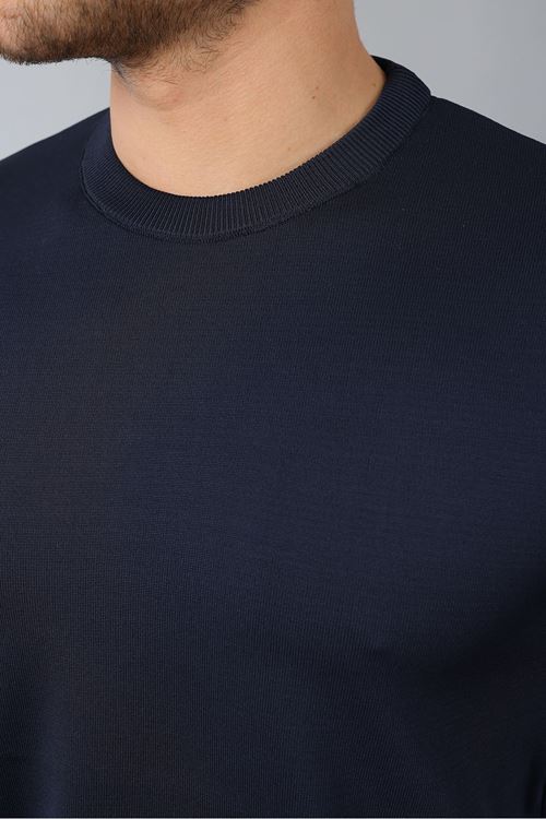 Erkek Uzun Kol Bisiklet Yaka Düz Triko