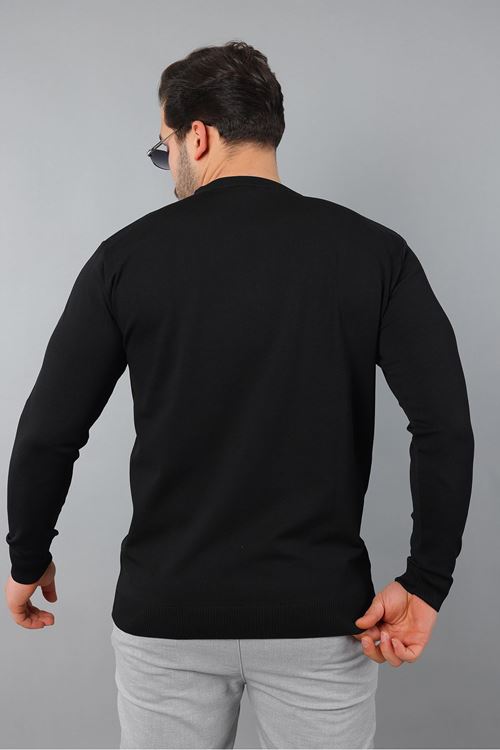 Erkek Uzun Kol Bisiklet Yaka Düz Triko