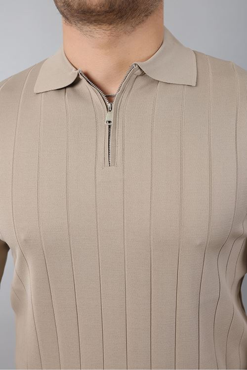 Erkek Polo Yaka Uzun kol Yarım fermuarlı Klasik Düz Günlük Kullanıma Uygun Triko