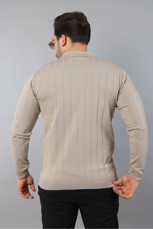 Erkek Polo Yaka Uzun kol Yarım fermuarlı Klasik Düz Günlük Kullanıma Uygun Triko