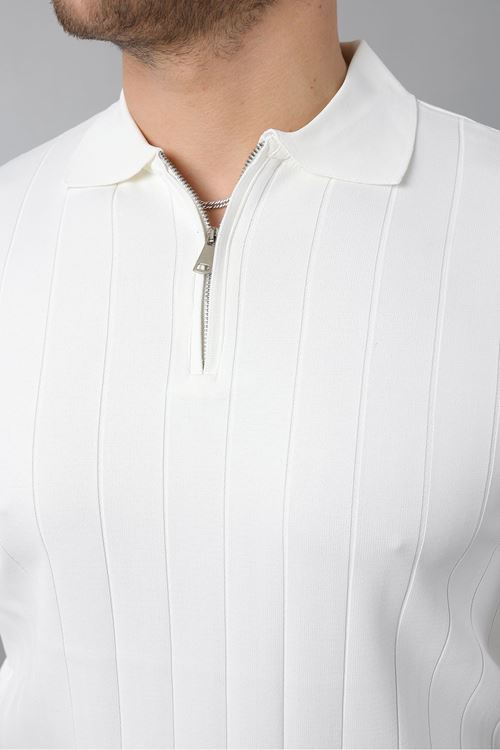 Erkek Polo Yaka Uzun kol Yarım fermuarlı Klasik Düz Günlük Kullanıma Uygun Triko