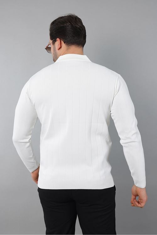 Erkek Polo Yaka Uzun kol Yarım fermuarlı Klasik Düz Günlük Kullanıma Uygun Triko