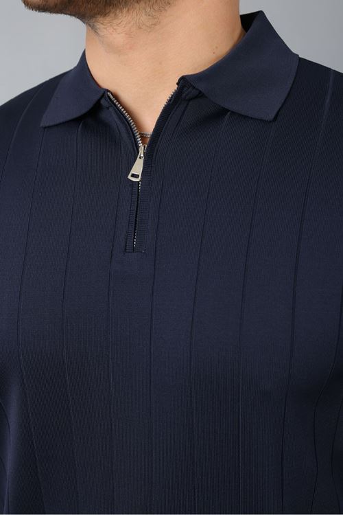 Erkek Polo Yaka Uzun kol Yarım fermuarlı Klasik Düz Günlük Kullanıma Uygun Triko