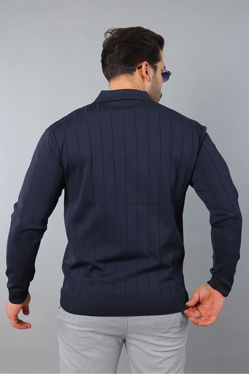 Erkek Polo Yaka Uzun kol Yarım fermuarlı Klasik Düz Günlük Kullanıma Uygun Triko