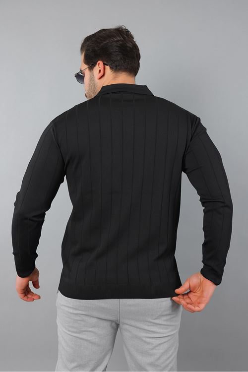 Erkek Polo Yaka Uzun kol Yarım fermuarlı Klasik Düz Günlük Kullanıma Uygun Triko