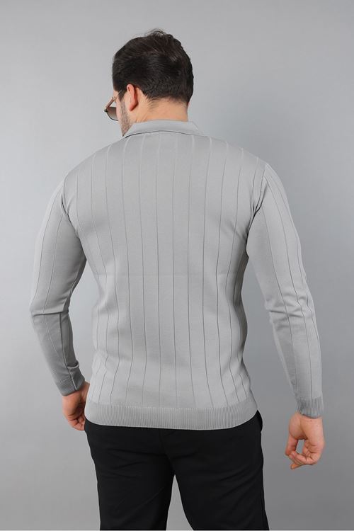 Erkek Polo Yaka Uzun kol Yarım fermuarlı Klasik Düz Günlük Kullanıma Uygun Triko