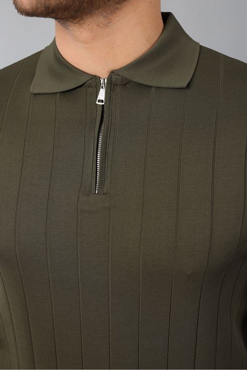 Erkek Polo Yaka Uzun kol Yarım fermuarlı Klasik Düz Günlük Kullanıma Uygun Triko