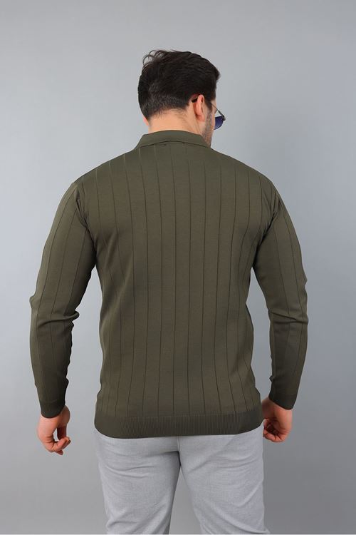 Erkek Polo Yaka Uzun kol Yarım fermuarlı Klasik Düz Günlük Kullanıma Uygun Triko