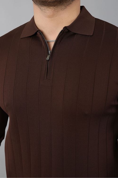 Erkek Polo Yaka Uzun kol Yarım fermuarlı Klasik Düz Günlük Kullanıma Uygun Triko