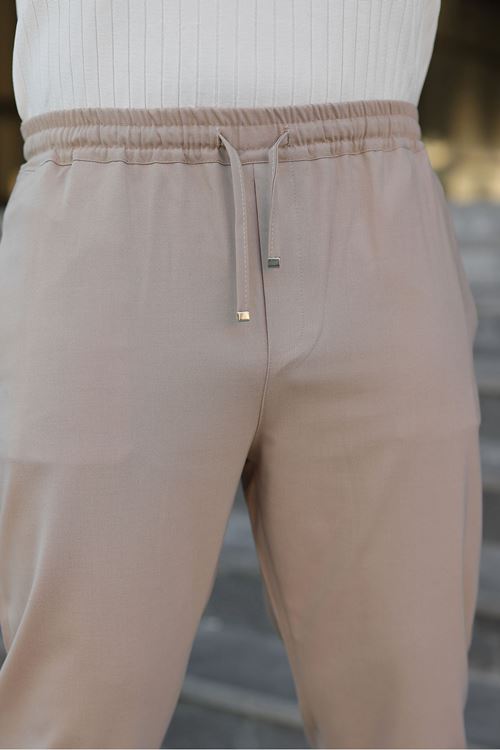 Erkek Baggy Bel Lastik Bez Ayağı Kumaş Pantolon