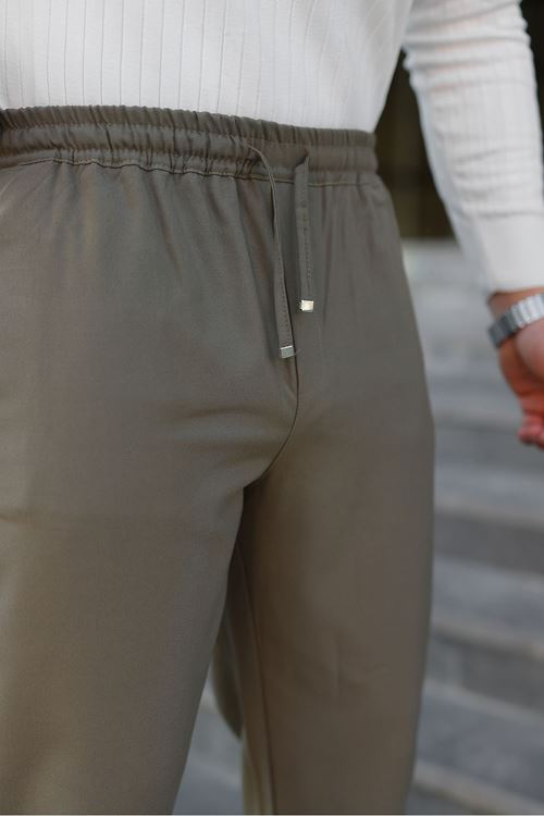 Erkek Baggy Bel Lastik Bez Ayağı Kumaş Pantolon