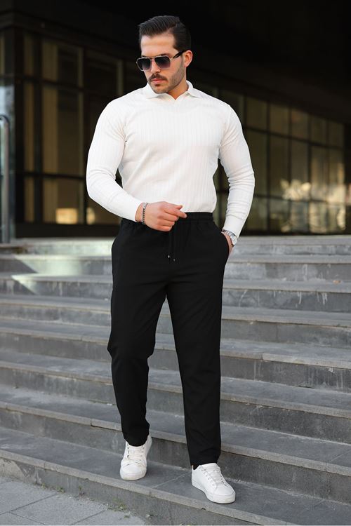 Erkek Baggy Bel Lastik Bez Ayağı Kumaş Pantolon