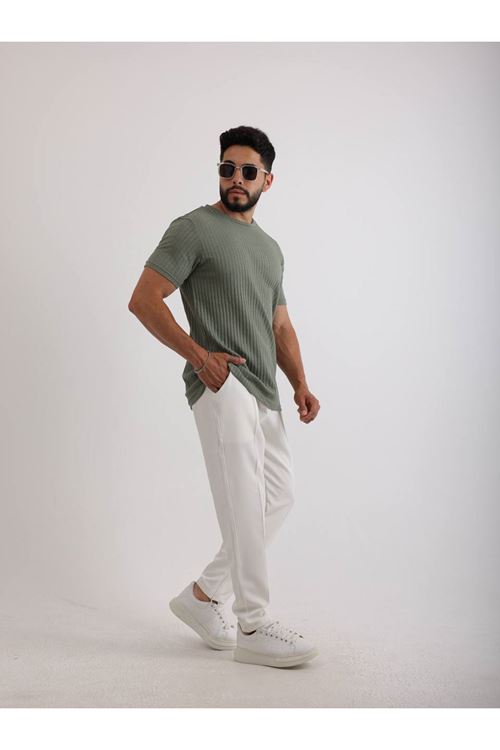 Zinox Kumaş Basic Kendinden Desenli T-shirt