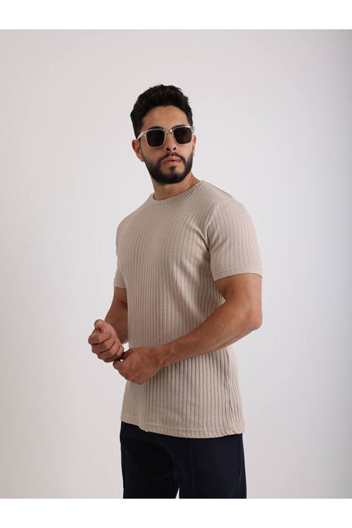 Zinox Kumaş Basic Kendinden Desenli T-shirt