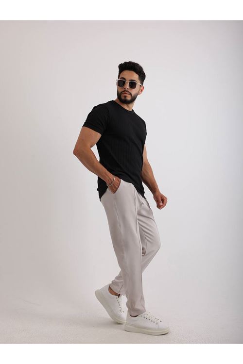 Erkek Fitilli Zinox Kumaş Tişört – Yumuşak Dokulu Basic Tişört