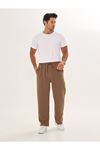 Erkek Baggy Müslin Keten Bel Bağcıklı Lastikli Düz Paça Pantolon