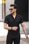 Erkek Kısa Kol Delikli Desen Örme Kumaş Regular Kalıp Kalıp Yeni Sezon Gömlek